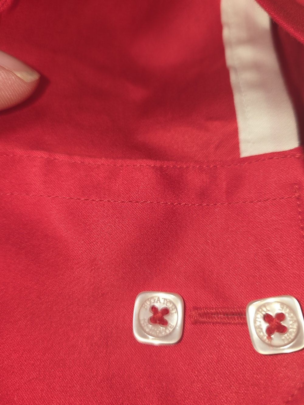 Men's Red Dress Shirt with Contrast Collar - Picture 7 of 8